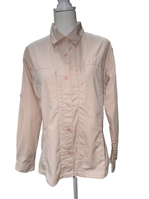 Simms Women s Peach Button Down Fishing Performance Shirt M Cotton Blend Outdoor
