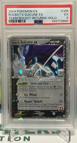 2004 Pokemon EX 105 Rocket's Suicune ex Team Rocket Returns Holo PSA 5