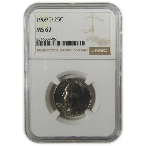 1969 D Washington Quarter MS 67 NGC Clad Uncirculated SKU:I20536