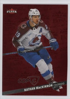 2025-26 Upper Deck Fleer Ultra Medallions Ruby Red 34/50 Nathan MacKinnon 13bg