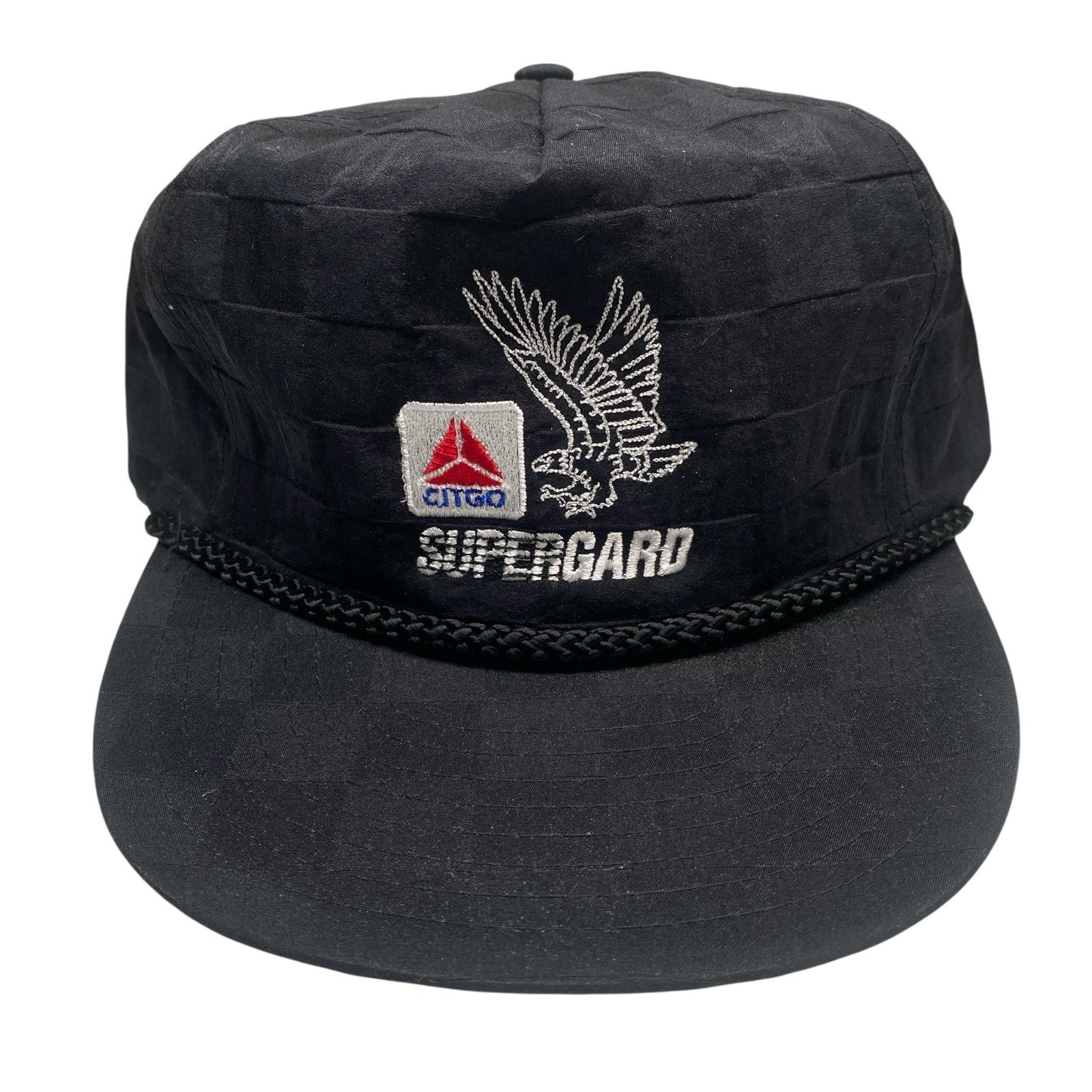 Black snapback patch hat with white embroidered Citgo logo, red and white star, and black rope detail.