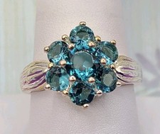 Sterling Silver 925 Genuine Aqua Blue Topaz Gemstone Ring sz 9.25