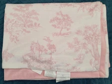 Baby THRO Lotus Pink Fleece Blanket Pram Cot Lovey 30x40" Vintage Toile