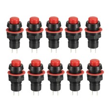 10 Pack 10mm Mounting Hole Red Latching Push Button Switch SPST NO