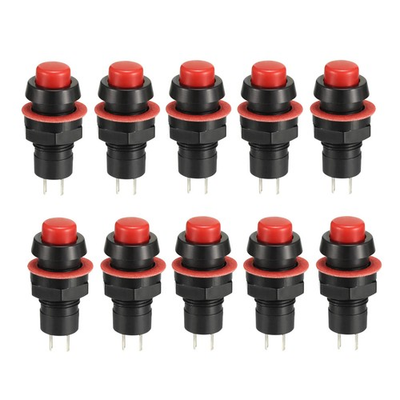 #ad 10 Pack 10mm Mounting Hole Red Latching Push Button Switch SPST NO $14.45