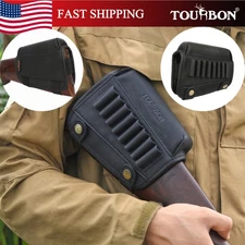TOURBON Leather 30-06 Cartridge Holder Rifle Buttstock Cheek Rest Riser Pad US