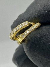 Moissanite Earrings Hoops Huggies 14k Gold Over 925 Sterling Silver Womens