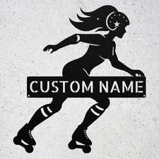 Personalized Roller Derby Metal Sign Custom Name Wall Art Skate Team Gift