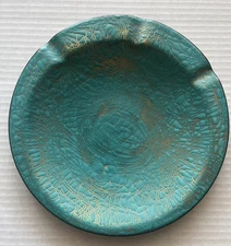 Vtg. JERI WATSON Swan Valley Turquoise Enamel on Copper Ashtray Trinket Dish EU