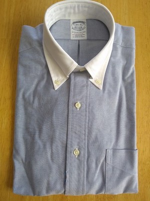 NOS Brooks Brothers Blue Supima Contrast Collar Button Down 14.5-31 Extra Slim