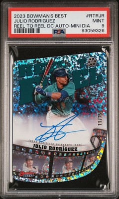 2023 Bowman's Best Julio Rodriguez Reel to Reel Mini Diamond Auto /25 PSA 9