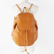 JACK GOMME ATELIER Series Logo Embossed All Leather Backpack Camel Women's