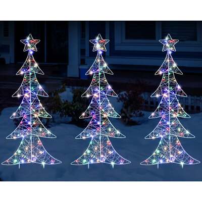 Festliche Magie superhelle bunte LED Draht Weg Bäume 3er Pack