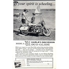 1961 Harley Davidson Duo-Glide Cruiser Motorcycle Vintage Print Ad Wall Art