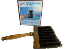 Rare Vintage 1980s 80s Window Metal Blind Duster Cleaner Brush Hand Held Wood