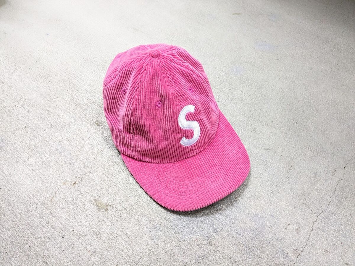 Supreme S Cap 6 Panel Corduroy Hat Magenta Pink Leather Supreme S Cap 6 Panel Corduroy Hat Magenta Pink Leather