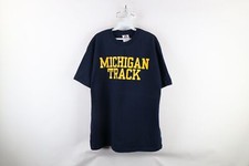 Vintage 90s Mens XL Spell Out University of Michigan Track & Field T-Shirt Blue