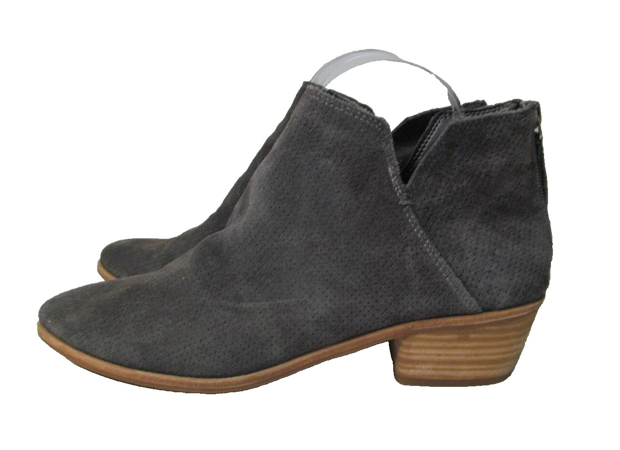 Dolce Vita 5 Boots Ankle Booties Cutout Back Zip Suede Tan Boho Casual