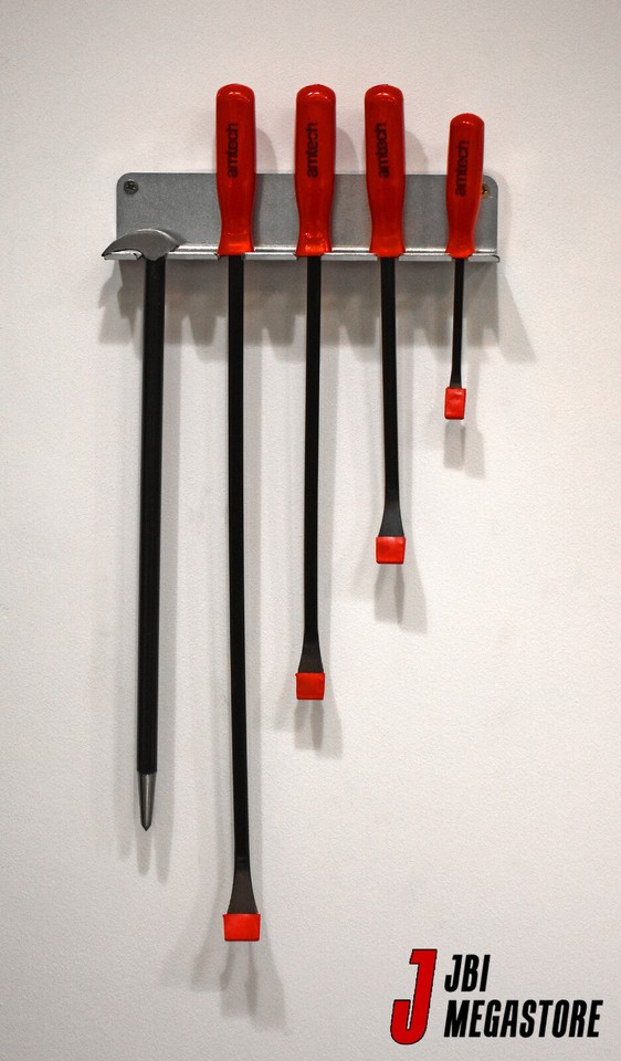 Pry Bar Storage Set Pro Tools Rack Shelf Holder 5 Slots Garage Workshop ...