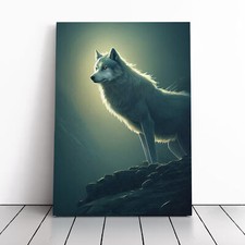 Wolf Upon The Rock Canvas Wall Art Print Framed Picture Home Decor Living Room