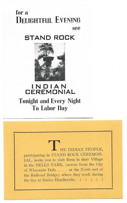 1950's Stand Rock Indian Ceremonial Advertising Flyer~Wisconsin Dells
