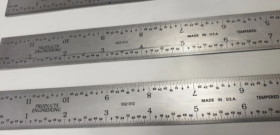 3-PC PEC 402-012 x 2, 302-012 x 1,  12" Rigid Machinist Precision Steel Rule - Image 2 of 4