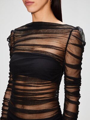 Christopher Esber Tulle Column Dress Black Silk Long Sleeve US 6 NWOT $1185  | eBay
