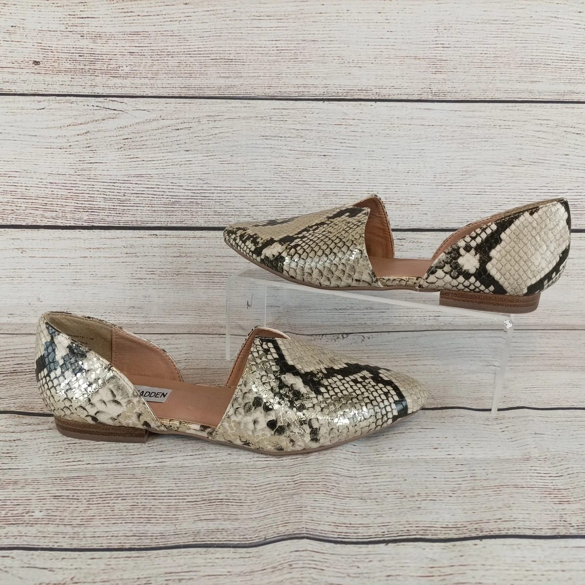 Steve Madden Womens Darian Snake Print Flats Size 7.5M Slip On