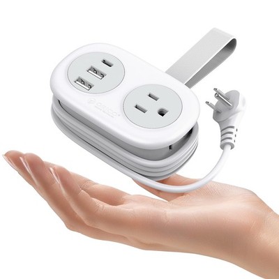 ORICO Travel Power Strip, 3.7FT Small Extension Cord, Portable White