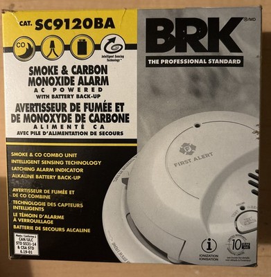 BRK First Alert Smoke & Carbon Monoxide Detector 120V w/ Battery Backup SC9120BA