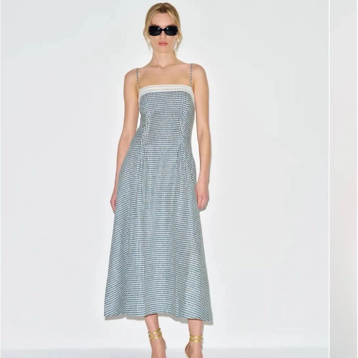 women grey check linen dress Dresses for for sale 07/03