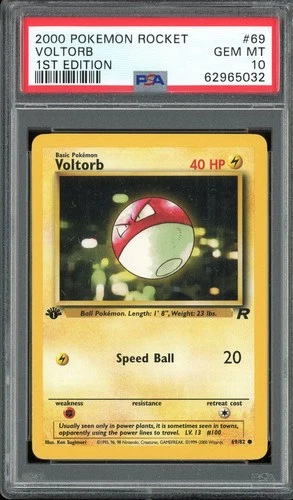 PSA 10 Voltorb 1st Edition Team Rocket 69/82 Pokemon Card