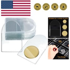50 Pcs Single Pocket Coin Sleeves Collector Individual Clear Plastic Sleeves ...