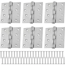 6 Pcs 4'' Ball Bearing Door Hinges Stainless Steel Heavy Duty Hinges 4 x 4 In...