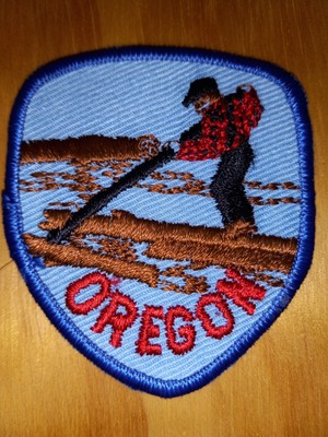 New Oregon Lumberjack Patch - Logger on River in Fly Fishing Paradise State OR