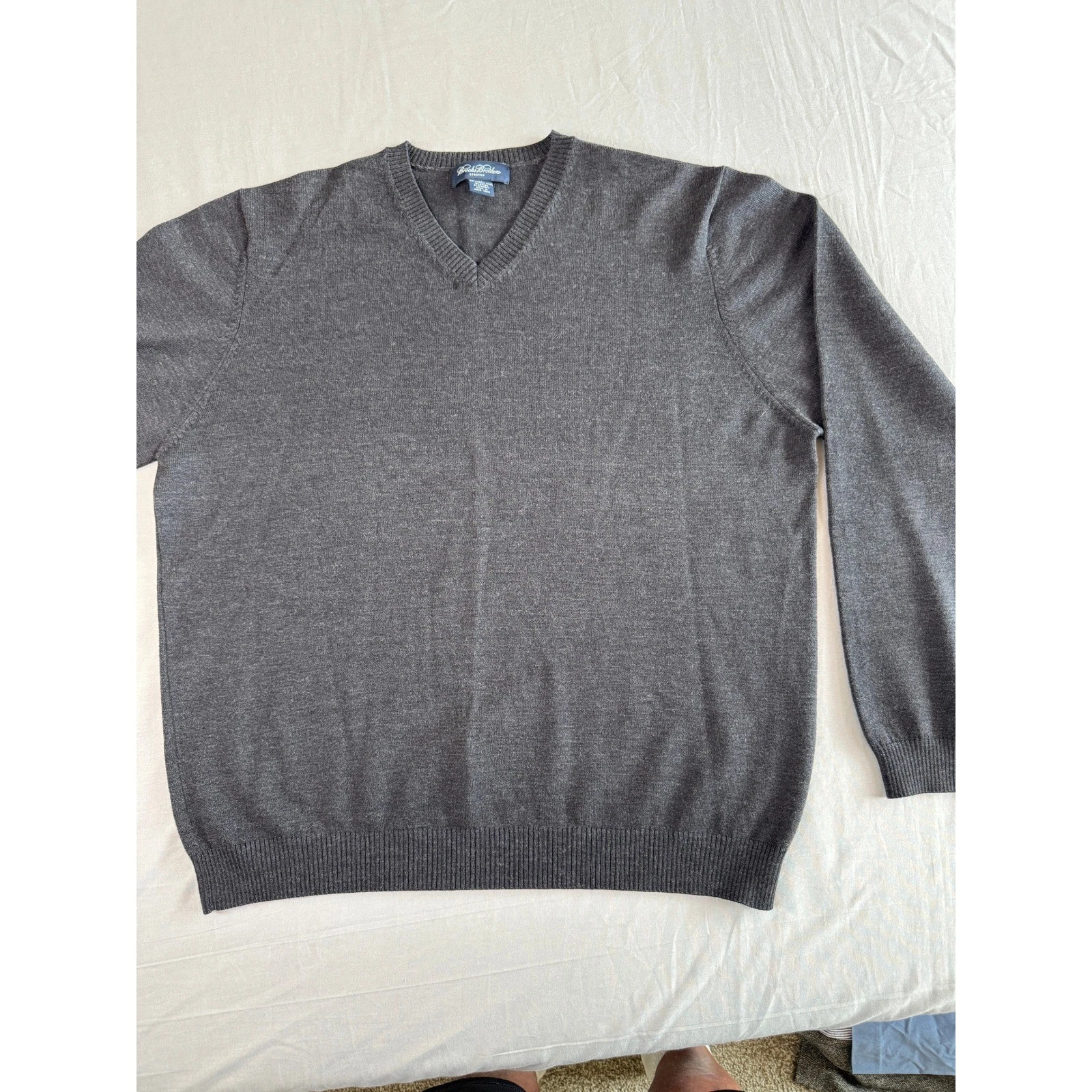 Brooks Brothers Merino Wool Blend Sweater V-Neck Extra Large XL Black