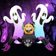 Halloween Inflatable, 7Ft Pumpkin Ghost Spider Inflatable Skull Tombstone