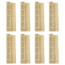 8 PCS 9.5" x 9.5" Natural Bamboo Sushi Rolling Mat