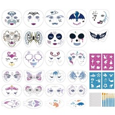 45 Pieces Face Paint Stencils Kit, 26 Reusable Face Painting Stencils with 4 ...