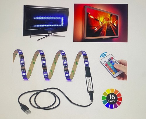 2ft USB Powered LED Light Strips TV Backlight Ambient Light with Remote Control - Picture 1 of 3