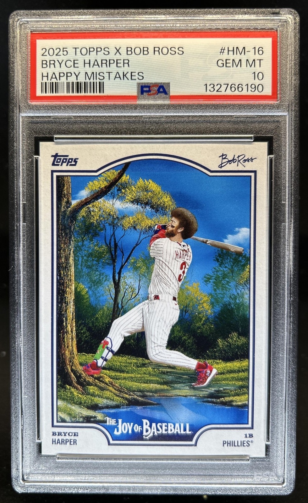 2025 Topps Bob Ross Baseball Bryce Harper Happy Mistake SP #16 PSA 10 GEM MINT