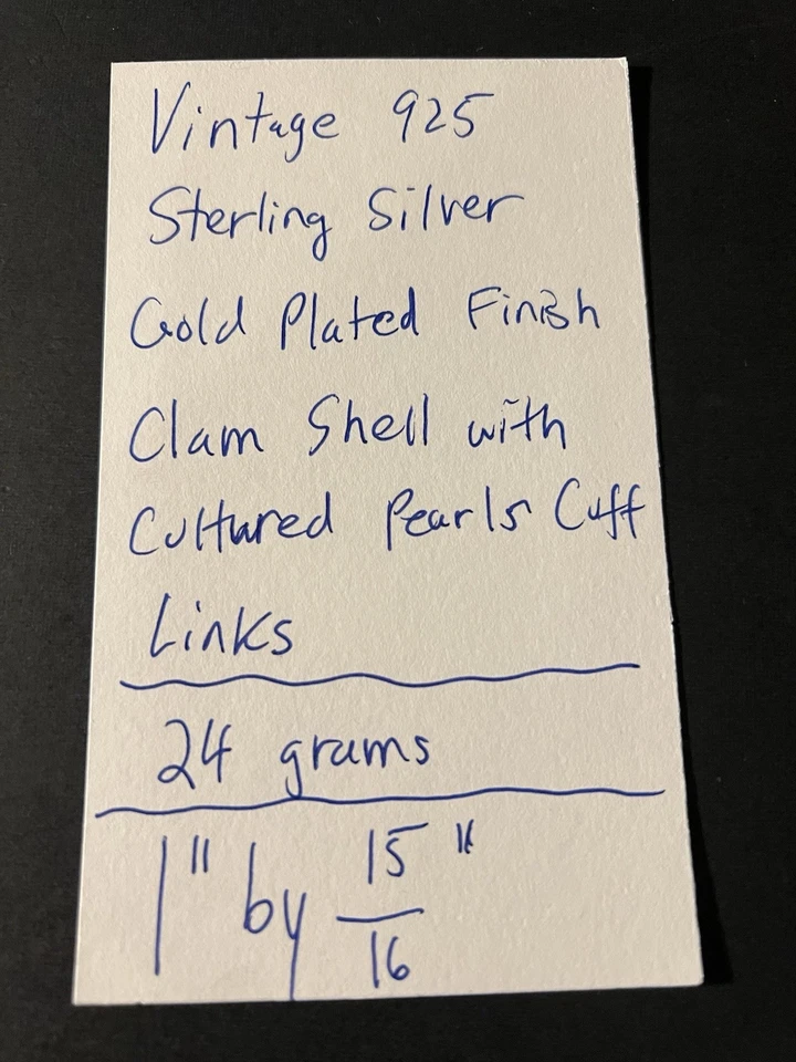 复古 925 STerling 镀银饰面蛤壳邪教。 珍珠袖扣 — 第 3/4 张图片