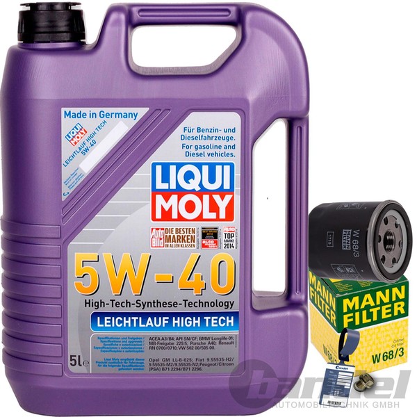 Mann ÖLfilter+Liqui Moly 5W40 Passend FüR Toyota Yaris Avensis T25 Corolla E12-image