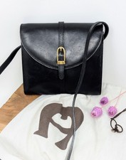 Edle Aigner Mini Schultertasche Crossbody schwarz Leder | 80er Vintage