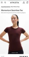 Athleta Momentum Seamless Tee, Womens, NWT, Garnet, Size Medium L, Quick Ship