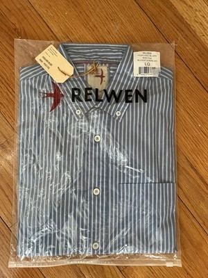 Men s Relwen Blue Button Down Shirt L, Highland Blues