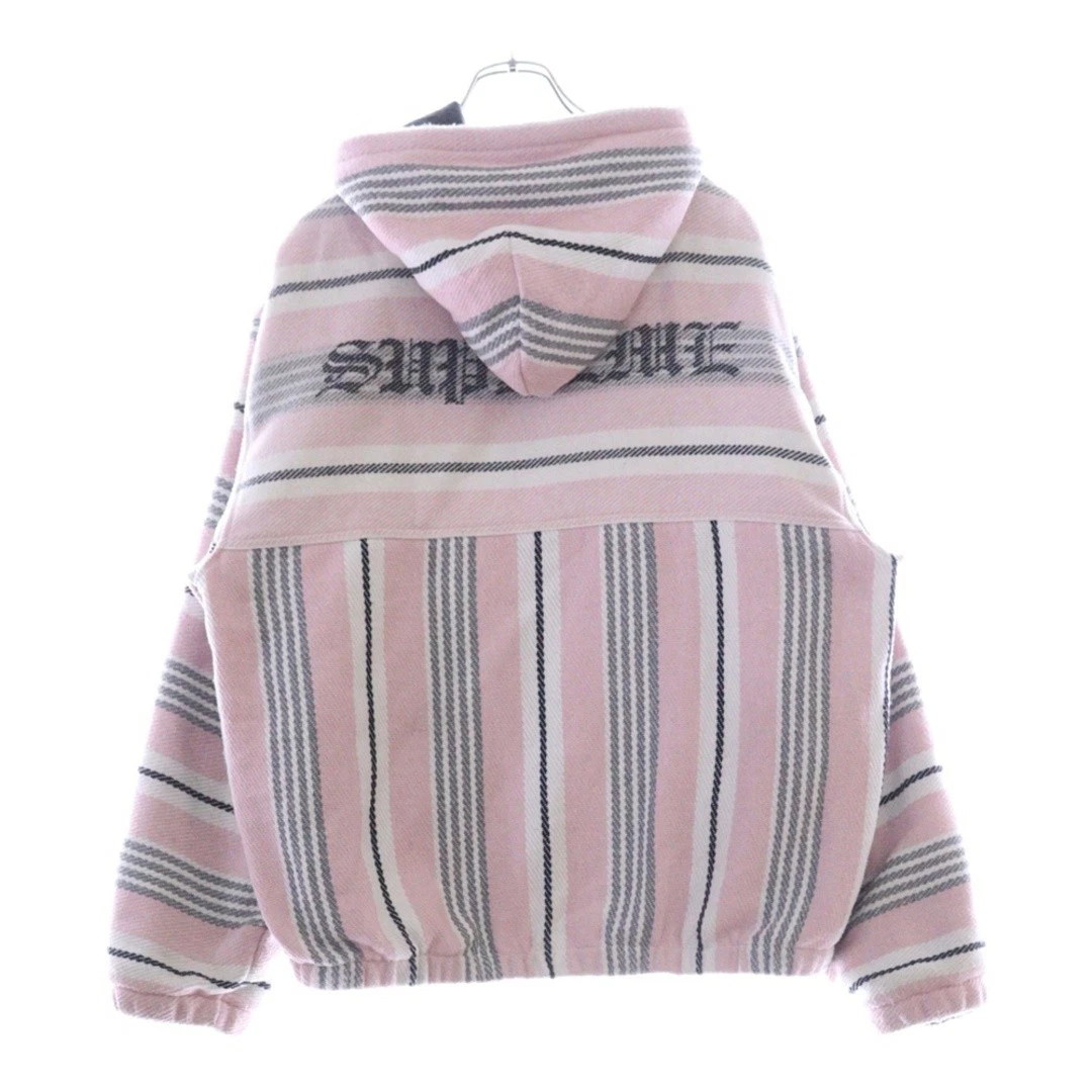 SUPREME 25SS Giacca con cappuccio a righe intrecciate e zip rosa usata 817b32ac66973b06