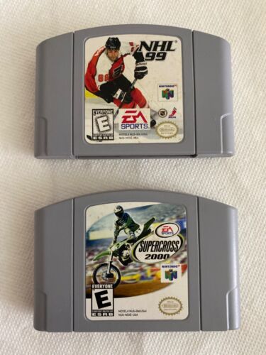 Lot de 2 jeux Nintendo 64 Sports Supercross 2000 + NHL 99 œuvres authentiques testées   - Photo 1/3