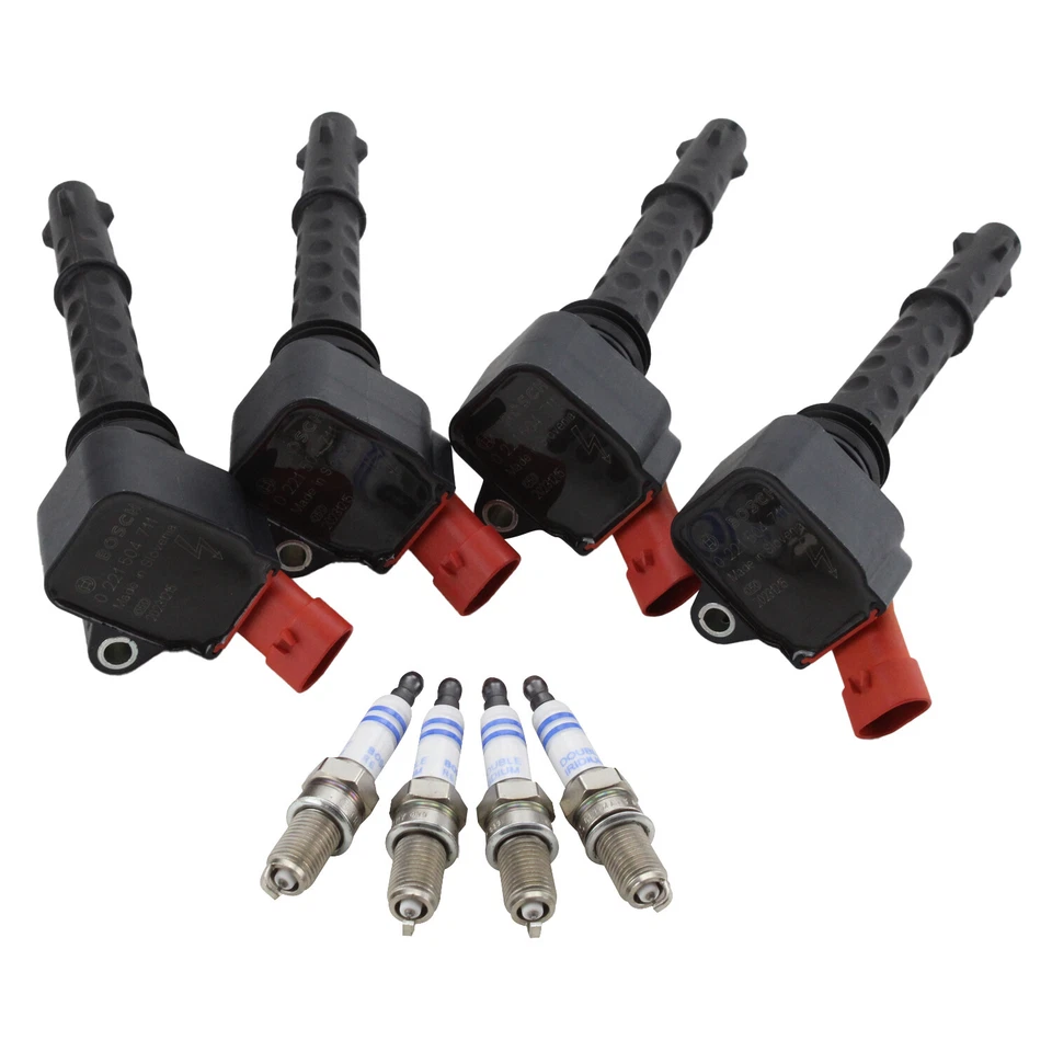 Bosch 4 Ignition Coils 4 Double Iridium Spark Plugs Kit For Fiat Jeep 1.3 1.4 L4 - Image 3 of 4