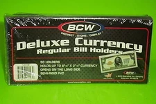50 REGULAR BILL SEMI-RIGID DELUXE CURRENCY HOLDERS,  HOLDS U.S. & OTHER CURRENCY